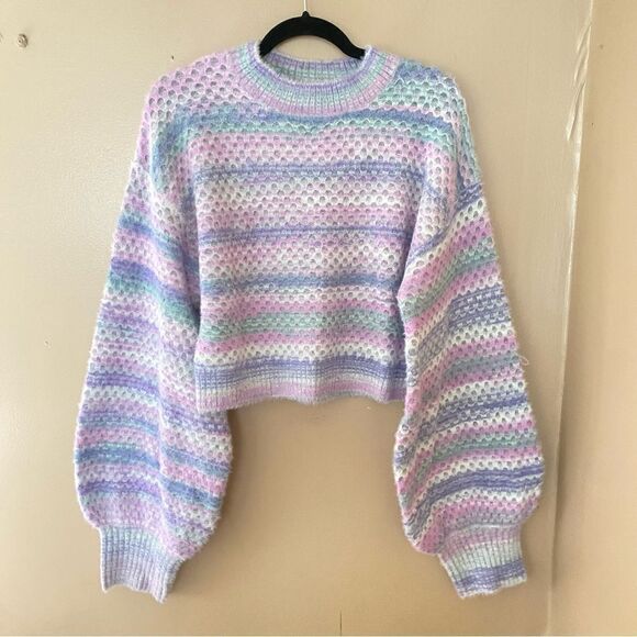 For Love and Lemons Kara Sweater Lavender pink Ombre fuzzy pullover top XL 1X - Picture 5 of 12